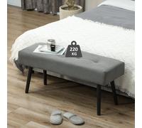 HOMCOM Banc Banquette Moderne Bout de lit rembourré en Velours côtelé et Pieds en Acier Noir, idéal pour entrée, Salon, Chambre, Charge 220 Kg, 100 x 36 x 45 cm, Gris
