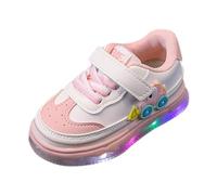 Bout Légèrement Ouvert Fille and Autumn Children's Sports Shoes for Small and Medium Sized Children's Toddler Shoes Flashing Light Casual Sports Shoes Fille Argent Football Baskets (Pink, 24 Toddler)