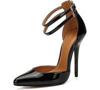 Bout Pointu Talons Aiguilles Super Hauts pour Hommes Femmes Double Bride à la Cheville Pompes 13cm Talons Sandales Chaussures de boîte de Nuit Unisexe,Noir,42