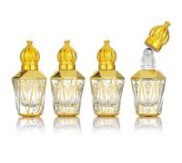 Bouteille à bille roulante en quartz rose | 4 pièces Flacons à roulettes de parfum - Bouteilles en verre de 12 ml pour huiles, applicateurs bille roulantes portables rechargeables plaqués or