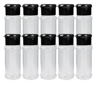 Bouteille à épices en plastique transparent, salière, poivrière, pots d'assaisonnement, conteneur, bouteilles à condiments for barbecue avec couvercles, Gadgets de cuisine, 20/1 pièces(Black-5PCS)