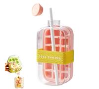 Bouteille à glaçons 2 en 1 avec couvercle et bac à glaçons, démoulage en un seul geste et sans contact, pour congélateur, café, jus et boissons (Pink,800ML)