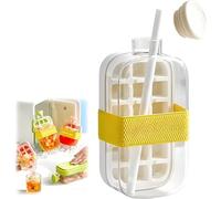 Bouteille à glaçons, bac à glaçons 2 en 1 sans contact, bouteille d'eau avec couvercle et bac à glaçons, moules à glaçons réutilisables pour boissons, café, jus (white)