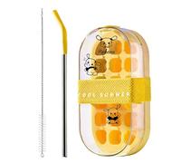 Bouteille à Glaçons Sans Contact, Bouteille Réutilisable 2-en-1 Avec Paille, Bac à glaçons pour congélateur, Maison Bureau Voyage Plein air Camping Randonnée Apéritif