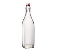 Bormioli Rocco Bouteille en verre Swing 1 000 ml carrée avec fermeture à levier