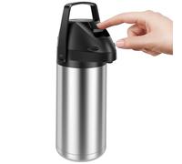 Bouteille à pompe Airpot 1,9 l - en acier inoxydable - Étanche - Pour table à langer - Avec serrure de sécurité - Pour café, eau, thé, chocolat chaud, cacao
