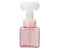 Bouteille à Pompe pour Mousses en Mousse, Bouteille distributrice de Savon moussant Rechargeable en Forme de Fleur, 250ml (Flacon Bulle carré Transparent Fleur Rose)