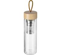 Bouteille à thé en bambou à double paroi, 400 ml, avec filtre - 25 x ø 6,5 cm