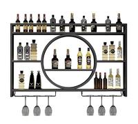 Bouteille à vin en métal Mural Moderne et étagère en Verre avec étage de surbouche à étagère à vin Flottant Sletron de Rangement de Barre pour Le Salon et Le Restaurant décoration