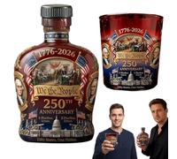 Bouteille à whisky commémorative du 250e anniversaire des États-Unis - America 1776-2026 « We The People Heritage Decanter | Cadeau patriotique de fête des pères pour liqueur, scotch, bourbon ou vin