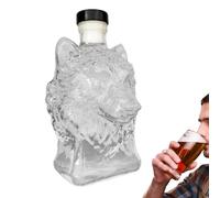 Bouteille à whisky - Décanteur d'alcool à whisky en verre - 350 ml Profil tête de loup Outil de bar à spiritueux pour père, papa, petit ami, lui