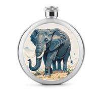 Bouteille à whisky en acier inoxydable étanche pour liqueur, style aquarelle en forme d'éléphant, 140 ml, pour extérieur, camping, voyage, cadeaux