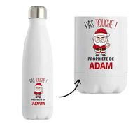 Bouteille Adam Pas Touche Père Noël - Gourde isotherme - Secret santa Cadeau Noël Humour Insolite Collègue