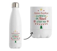 Bouteille Anne-Sophie Magie de noël Sapin - Gourde isotherme - Secret santa Cadeau Noël Humour Insolite Collègue