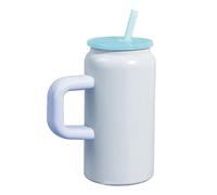 Bouteille avec paille - tasse de café isolée 16 oz avec poignée, gobelet en acier inoxydable adapté aux voyages, tasses de boissons chaudes et froides pour les déplacements, le vélo, le camping, la ma