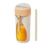 Bouteille Blender, 450ML Mélangeur Personnel Portable, Mixeur à Jus USB, Lame Surround à 6 Lames Inoxydable, avec Paille, pour Bureau Salle Sport Pique-nique Cuisine en Plein Air