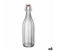 Bormioli Rocco Oxford Lot de 6 Bouteilles de table en verre, avec bouchon à clip, idéales pour les sirops faits maison, 1 l