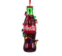 Bouteille Coca-Cola® avec Guirlande Lumineuse - Ornement Suspendu en Plastique et Peinture/mica pour Noël