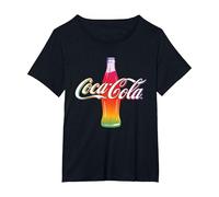 Bouteille Coca Cola Multicolore T-Shirt, Femme Grandes Tailles, Noir, 1X