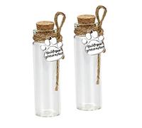 Bouteille commémorative de Cheveux d'animal familier, fiole en Verre pour des Cendres ou des Cheveux Chien ou Chat Souvenir Cadeau de Perte d'animal familier (2pcs Bottle)