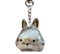 Bouteille commémorative mignonne pour poils d'animaux de compagnie, bouteille de rangement transparente pour poils de lapin - Porte-clés - Capsule souvenir - Cadeau commémoratif pour perte de lapin (C