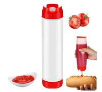 Bouteille compressible pour sauce - Bouteille de vinaigrette à double tête - Distributeur de 16 oz pour sirop, étanche, huile d'olive, sauce barbecue, sauces piquantes, ketchup