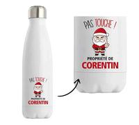 Bouteille Corentin Pas Touche Père Noël - Gourde isotherme - Secret santa Cadeau Noël Humour Insolite Collègue