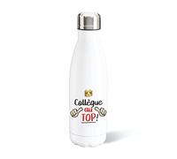 Bouteille d’Eau 500ml Aluminium Collègue Top Gourde Réutilisable Ecologique. Idée Cadeau Original Humour Homme Femme Retraite Mutation Pot Départ Sport Voyage Bureau Anniversaire Noël
