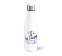 Bouteille d’Eau 500ml Aluminium Retraite Gourde Réutilisable Ecologique. Idée Cadeau Original Humour Homme Femme Collègue Ami Mutation Pot Départ Sport Voyage Bureau Anniversaire Noël
