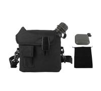 Bouteille d’eau extérieure plate de grande capacité de 1,5 L avec sac de taille, bouteille d’eau pour la randonnée et le camping sportif, bouteille en PVC à sangle réglable et à fe (Noire)