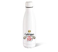 Bouteille d’eau Isotherme 500ml Acier Collègue Top Gourde Réutilisable Ecologique Maintien Chaud/Froid 12h. Idée Cadeau Original Humour Homme Femme Retraite Mutation Sport Bureau Anniversaire Noël