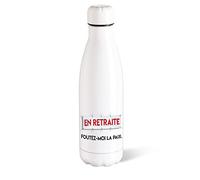 Bouteille d’eau Isotherme 500ml Acier Retraite Gourde Réutilisable Ecologique Maintien Chaud/Froid 12h. Idée Cadeau Original Humour Homme Femme Collègue Mutation Sport Bureau Anniversaire Noël