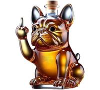 Bouteille d'alcool, bouteille de whisky liqueur de bouledogue français drôle montrant son majeur 7x5x5 pouces carcane en verre transparent pour le vin, la tequila, le caraftre vin