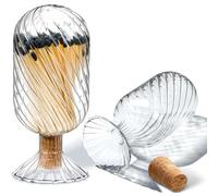 Bouteille D'allumette,Bouteille Contenant D ' Allu Cloche décorative en verre en forme d'hélice for bougies de 4 pouces, décoration tendance for cheminée, allumettes non incluses(2.95 x 6.1 Inch)