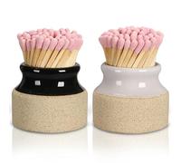 Bouteille D'allumette,Bouteille Contenant D ' Allu Lot de 2 porte-allumettes décoratifs avec allume-feu - Noir et blanc - Pots d'allumettes en céramique faits à la main for allumer des bougies, de l'e