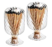 Bouteille D'allumette Lot de 2 porte-allumettes en forme d'hélice, cloche en verre for allumettes de 4 pouces, pot porte-allumettes à l'envers for bougie parfumée sur table à manger, cheminée, décorat