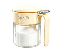 Bouteille d'assaisonnement - 400 ml Cuillère résistante à l'humidité incluse | Récipient d'assaisonnement avec couvercle en verre, pour sucre, vinaigre, poivre, sel, préparation des repas, traiteur