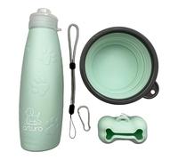 Bouteille de 600 ml. La taille idéale. Eau pipi chiens en silicone A+ adaptée également pour les boissons. Reprend sa forme. Avec bouchon anti-goutte et accessoires pour chiens. Sortie jet verte.