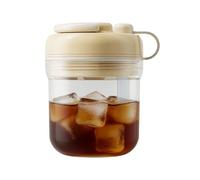 Bouteille de bac à glace - Gobelet à glace, 2 en 1 en forme de piston anti-fuite à fermeture rapide avec paille, bouteilles d'eau, bac à glace, bouteille de voyage 380 ml, moule à glace pour voyage