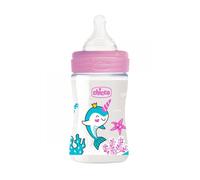 Chicco Biberon Bien-Être Tétine Silicone Flux Lent Rose 0+ Mois 150 ml 1 Unité
