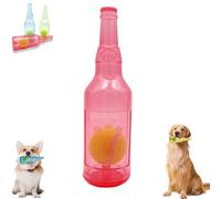 Bouteille de bière avec balle de tennis - Jouet à mâcher pour chien - Indestructible - Jouet à mâcher interactif pour petits chiens - Pour faire de l'exercice et l'accompagnement (rouge, taille S)