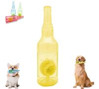 Bouteille de bière avec balle de tennis - Jouet à mâcher pour chien - Indestructible - Jouet à mâcher interactif pour petits chiens - Pour faire de l'exercice et accompagner les chiens (jaune, taille