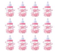 Bouteille de Bonbons 12PCS Réutilisable Bébé Feeder Bonbon Boîte Forme de Biberon Cadeau Décoration Baby Shower Party Favors Décoration pour Fête de Naissanc Bébé Baptême Rose