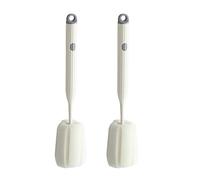 Bouteille de brosse douce -2pcs Brosse de bouteille à bouteille douce et facile à nettoyer, la brosse à éponge de biberon peut éliminer efficacement le résidu de taches au fond de la tasse (blanc)