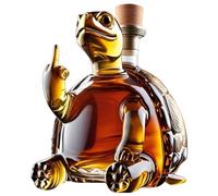 Bouteille de Cargaison de Whisky - Statue d'art, 11,8 oz / 350 ML Bouteille de Whisky de Tortue du Majeur, Belle Gravure en Verre de vin Carafe, avec Verres carcares Animaux créatifs personnalisés