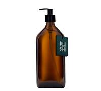 Bouteille de Distributeur de Savon en Verre ambré Brun Rectangle Kuishi avec Pompe en Plastique Noir, Bouteille Rechargeable sans BPA, Distributeur de Savon de Conception rectangulaire