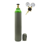 Bouteille de gaz Argon/CO2 Mix 8 l 150 bar remplie avec mini réducteur de pression Argon/CO2, 2 manomètres et contrôle précis de la pression de gaz - Kit de bouteille de gaz de protection de qualité