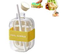 Bouteille De Glaçons Avec Paille, Bac A Glacons Avec Couvercle,bouteille D'eau 2 En 1, One-Touch Ice Release & No Touch Bouteille De Fabrication De Glaçons Pour Crème Glacée, Thé Glacé