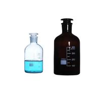 Bouteille de laboratoire à bouche étroite, en verre commun marron/Transparent, bouteille de réactif à petite bouche avec bouchon au sol, flacons d'échantillon de laboratoire(250mL brown 2pcs)