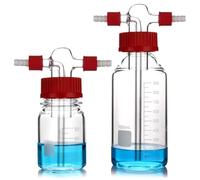 Bouteille de lavage graduée en verre borosilicate de 100 ml, bouteille tampon de laboratoire pour expériences de chimie, kit de verrerie de laboratoire durable, idéal pour une utilisation en